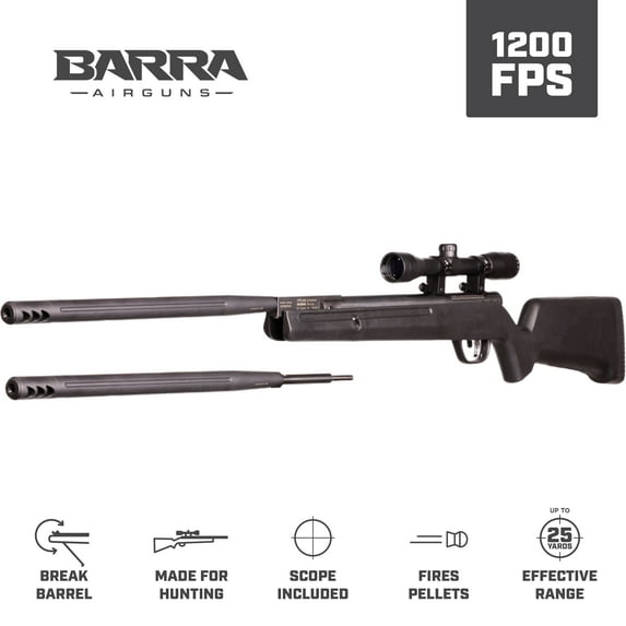 Barra Airguns Sportsman 1200g, 0.177 & 0.22 Pellet Gas Piston Air Rifle