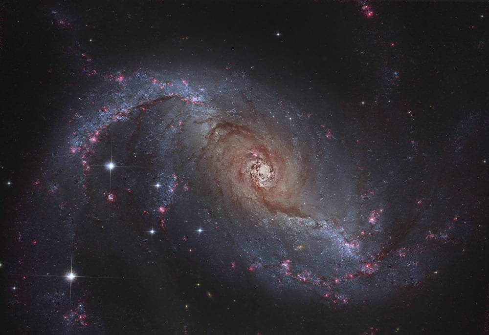 Barred spiral galaxy NGC 1672 in the constellation Dorado Canvas Art - Roberto ColombariStocktrek Images (17 x 12)