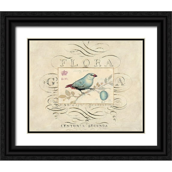 Barreett, Chad 31x26 Black Ornate Wood Framed with Double Matting Museum Art Print Titled - Songbird Etching 1
