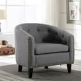 thumbnail image 1 of Barrel Accent Chair with Arms Faux Leather Club Chairs Bucket Chair Upholstered Tub Chair for Living Room Bedroom (Gray-Leather), 1 of 5