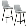thumbnail image 1 of Barrel Back 43.3 in. Black Low Back Metal with Gray Linen Upholstered Seat 30 in. Bar Height Stool (Set of 2), 1 of 20