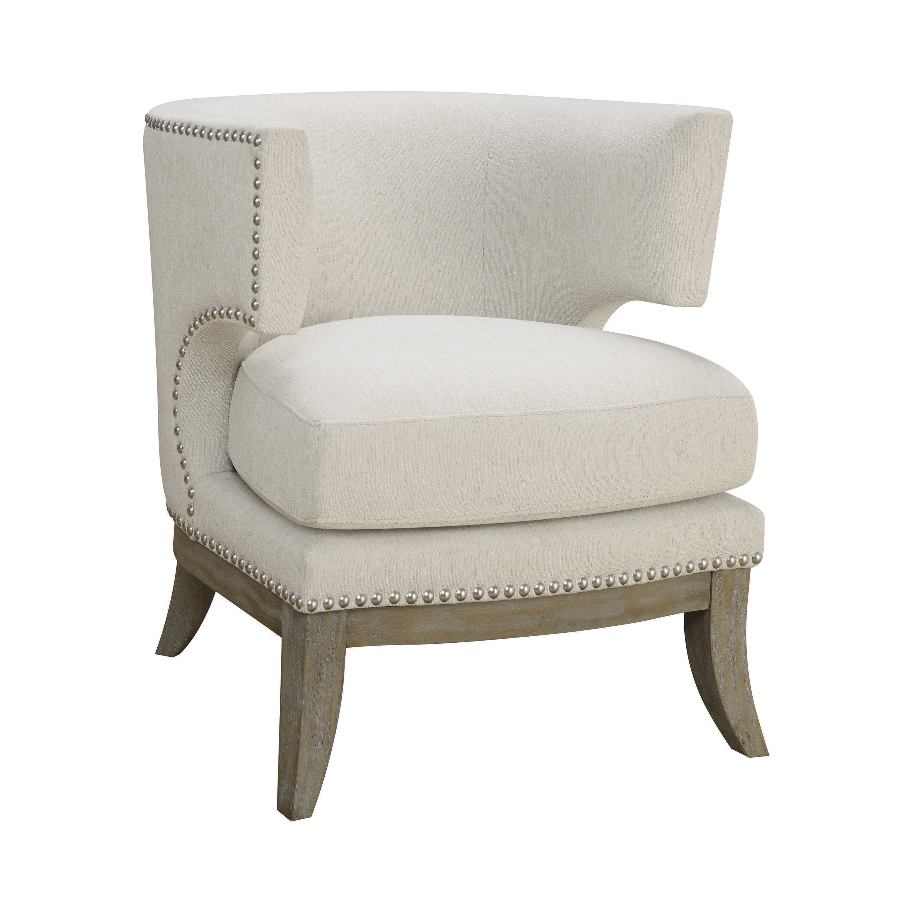 White Barrel Back Accent Chair with Nailhead Trim