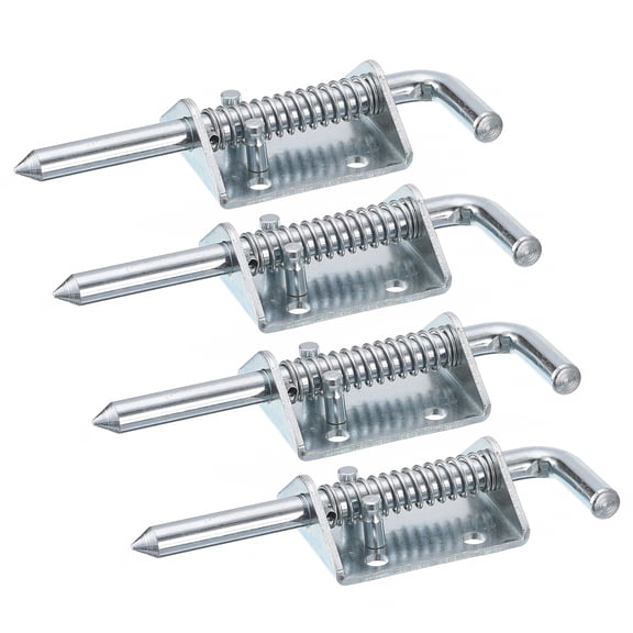Barrel Bolt Latch, 4 Pack 10x135mm - Carbon Steel Galvanized Spring Loaded Gate Latch Pin for Door (Silver)