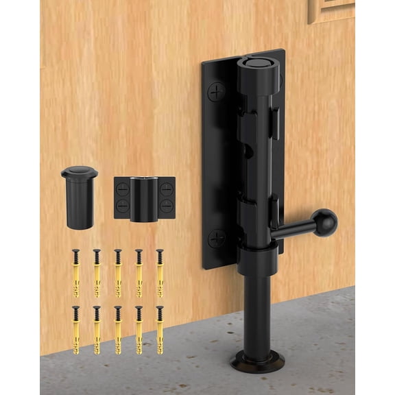 Barrel Bolt Latch, 6" Shed Door Latch, Heavy Duty Slide Bolt Gate Latch, Hardware Gate Drop Rod Bolt Lock for Barn Door, Wooden Fence, Courtyard, Backyard, Outdoor (Black - 1pc)