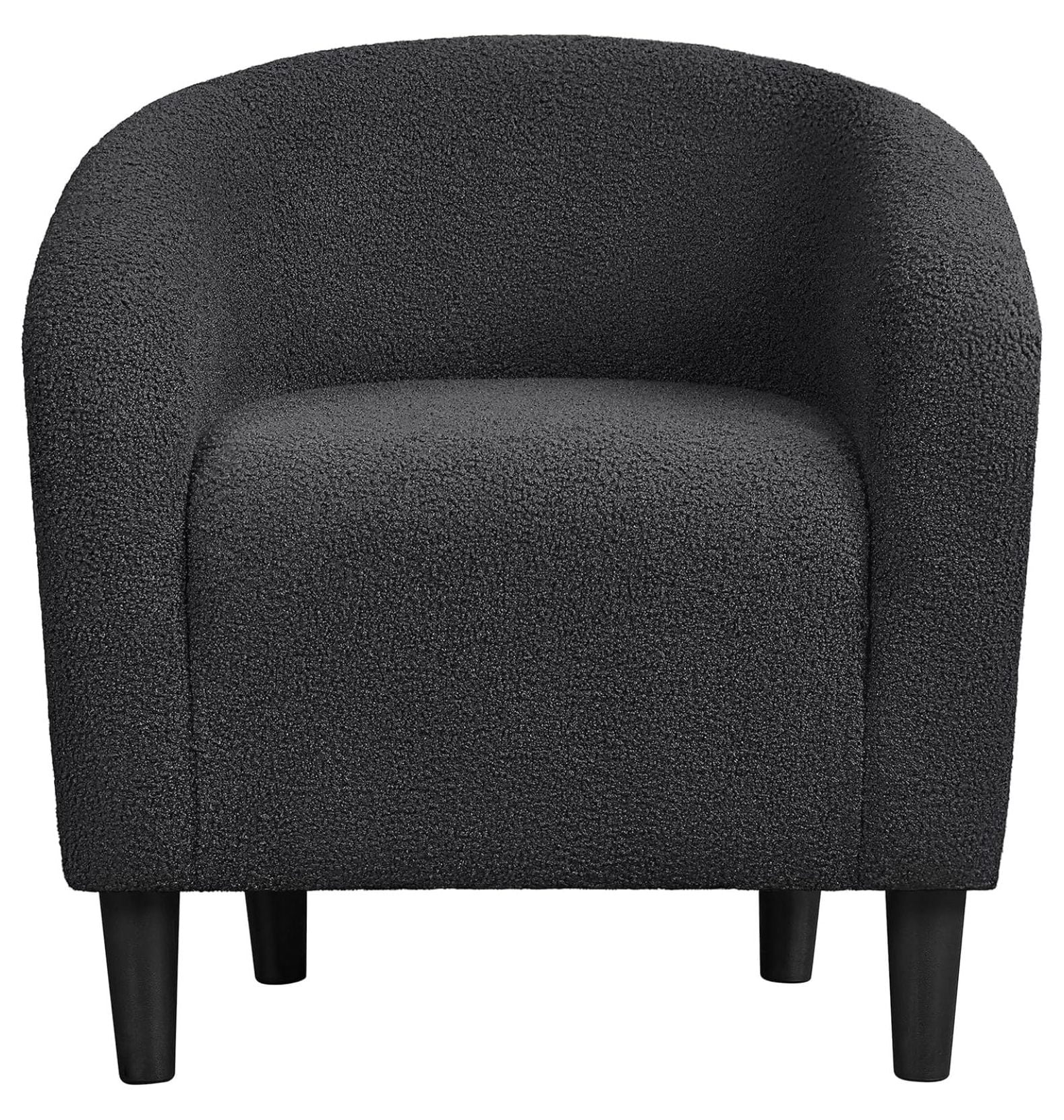 Dark Gray Boucle Upholstered Barrel Accent Chair