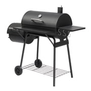 Barrel Charcoal Grill with Offset Smoker & Warming Rack, Outdoor BBQ Grill with 557 Sq. In. Grilling Space for Backyard Patio Parties, Black