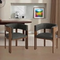thumbnail image 1 of Barrel Dining Chairs Set of 2, Mid-Century Modern Kitchen Chair with Curved Backrest, Faux Leather Upholstered Arm Chair for Breakfast Nook/Studio, 1 of 9