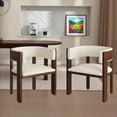 thumbnail image 1 of Barrel Dining Chairs Set of 2, Mid-Century Modern Kitchen Chair with Curved Backrest, Faux Leather Upholstered Arm Chair for Breakfast Nook/Studio, 1 of 9