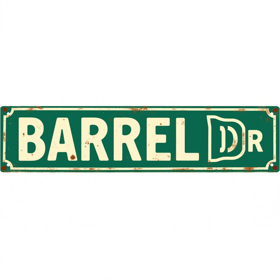 Barrel Drive Tin Decor 16*4 Inches "BARREL DR" Bar/Patio Wall Art - Retro Bar Accent, Barrel Decor, Patio Metal Sign