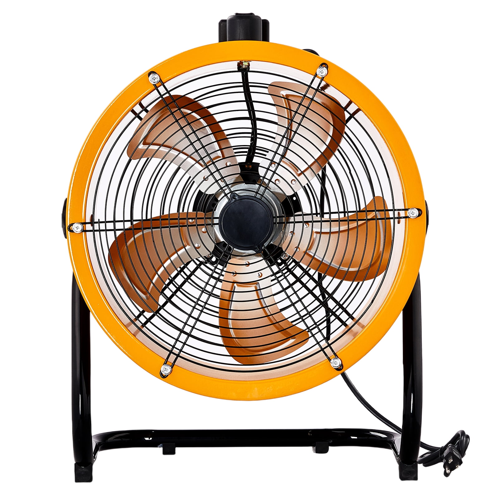 Barrel Fan 110V 218W 18in Floor Barrel Fan Mobile Fan with Handle Copper Motor Orange-Yellow Air Circulation Industrial Fan