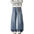 thumbnail image 1 of Barrel Jeans Mens Y2K Denim Pants Casual Baggy Jeans Elastic Waist Jeans for Mens Blue XL, 1 of 4