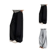 Barrel Leg Sweatpants Women 2025 Elastic High Waist Drawstring Loose Fit Wide Leg Casual Pants with Pockets Trousers