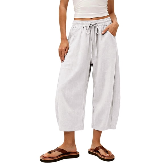 Barrel Leg Sweatpants Women Summer Work Trousers Summer Pants For Women Drawstring For Sweatpants Drawstring Pants Women Travel Linen Pants Women Wrinkle Free Loose Pants For Women