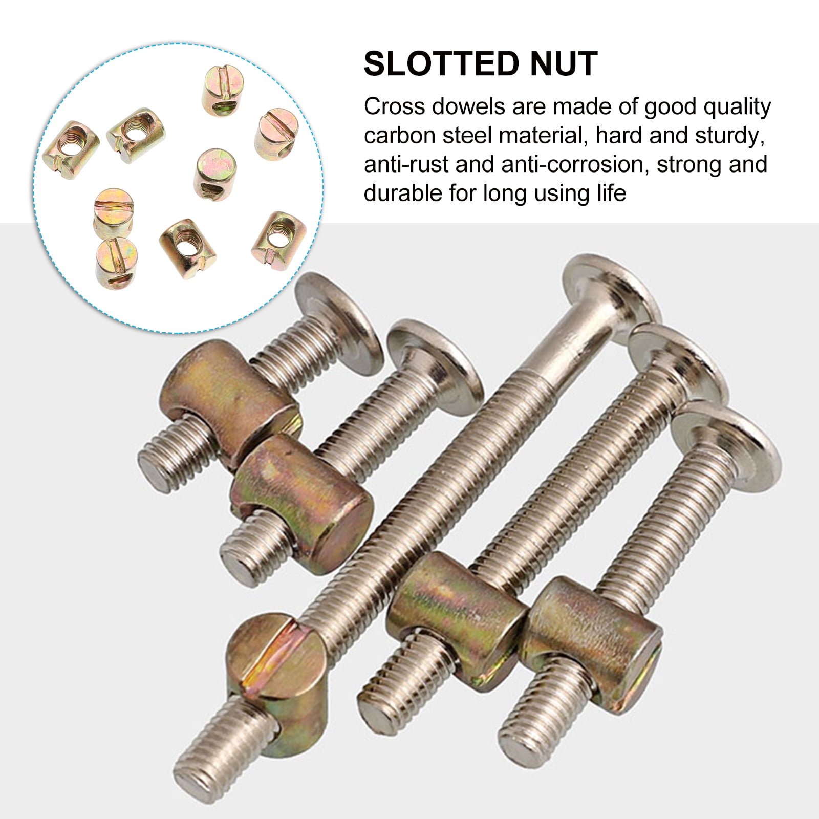 Barrel Nut 55pcs Barrel Nuts Cross Dowels Slotted Nuts for Furniture