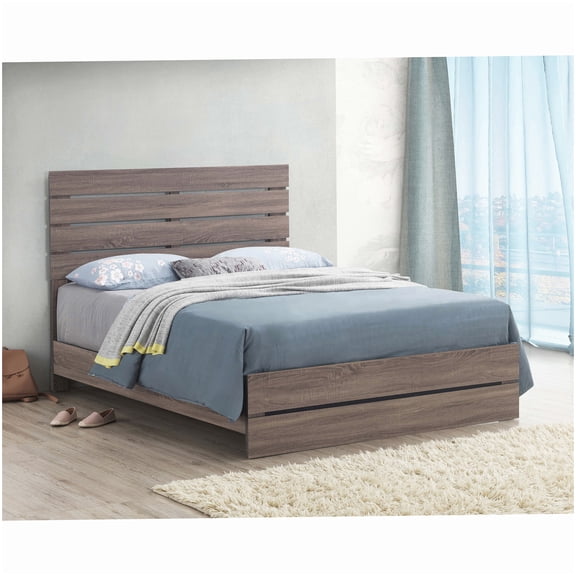 Barrel Oak Eastern King Platform Bed Frame with Slatted Headboard, No Box Spring Needed