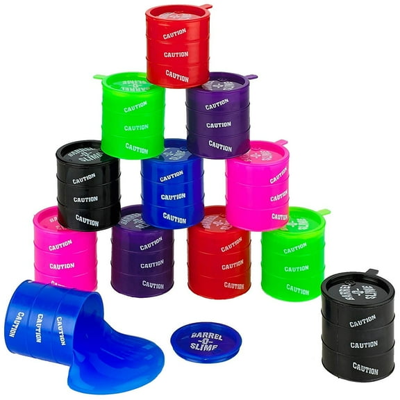 Barrel Of Slime - Container 3 Inches - 12 Pack - Assorted Colors - For Kids Boys And Girls, Party Favor, Fun, Toy, Novelty, Gift, Prize By Kidsco
