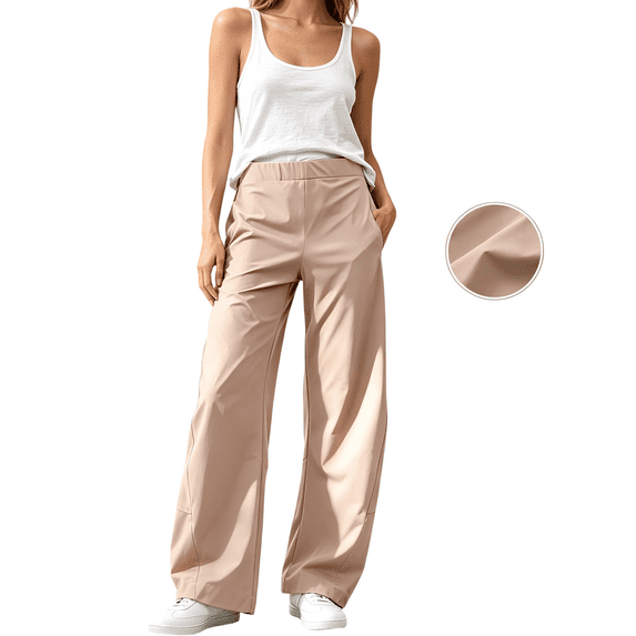 Barrel Pants for Women, Wide Leg Quick Dry Travel Ankle Length Golf Trousers with Pockets, Spring Fall Winter Wear | VerBelle,Dark Gray XL