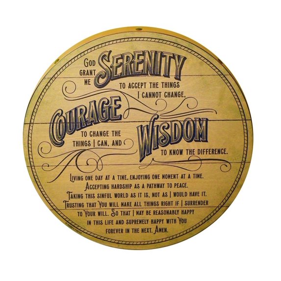 Serenity Prayer Barrel Lid Plaque