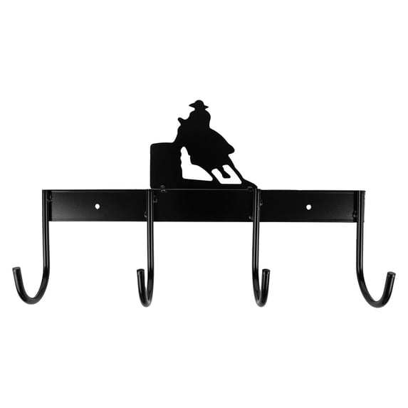 Jeffers Wall Mount 4 Hook Horse Tack Rack, Barrel Racer - Black Metal Organizer for Bridles Halters, Reins, Lead Ropes, Stable, Garage, Farmhouse
