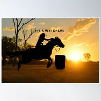 Barrel Racing Art, Poster Wall Art, Modern Wall Decor For Living Room Bedroom, 8x12 UNFRAMED