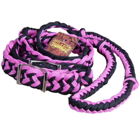Barrel Racing Contest Reins Flat Braided Poly Horse 1 X 8Ft/Black Hilason