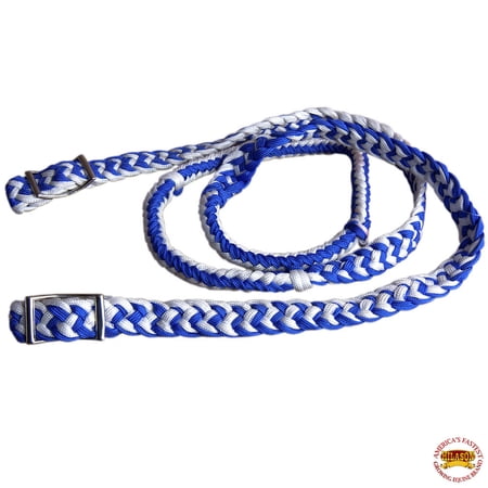Barrel Racing Contest Reins Flat Braided Poly Horse 1 X 8Ft/Blue Hilason