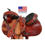 Barrel Racing Saddle Trail Western Horse Pleasure Floral Tooled Leather 15 16 17 18 With Headstall Breast Collar & Reins | Free Shipping