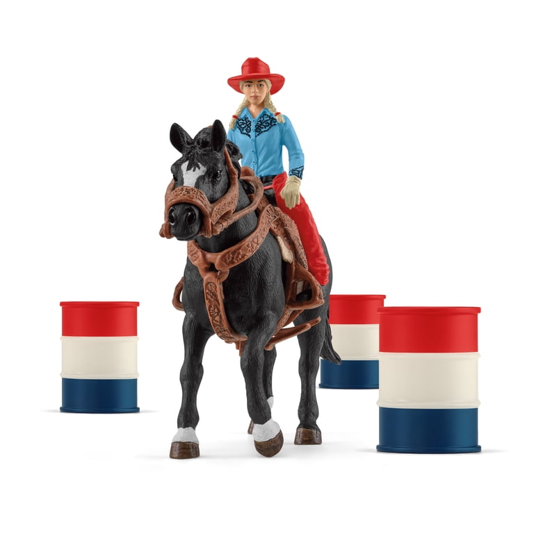 Schleich Farm World - 7PC Barrel Racing Set with Cowgirl & Horse