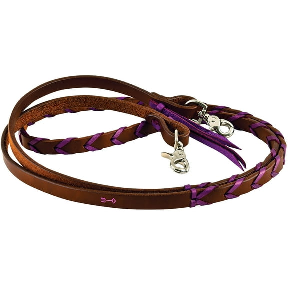 Rafter T Plaited Barrel Racing Reins, 5/8" Color: Brown/Purple