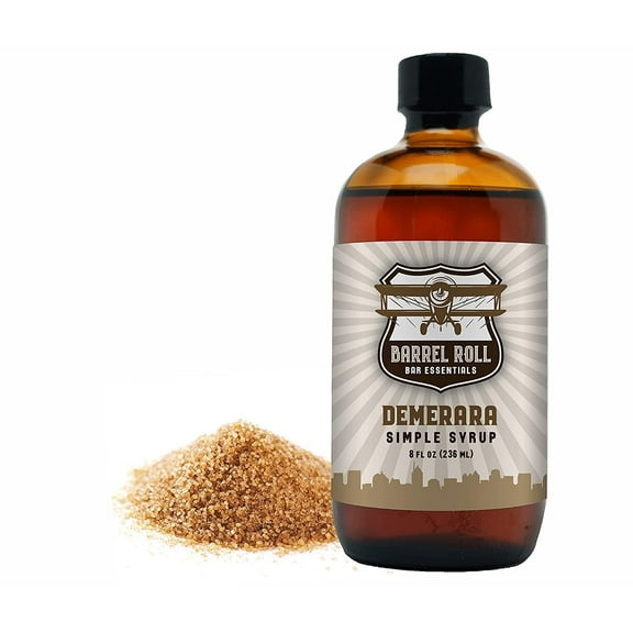 Barrel Roll Bar Essentials Cocktail Mixers - Demerara Cocktail Mix - All-Natural Demerara Drink Mix - USA Handcrafted Cocktail Syrups - Small Batch Cocktail Bitters with Real Cane Sugar - 8 Ounce