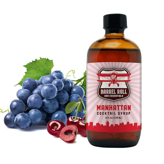 Barrel Roll Bar Essentials Cocktail Mixers - Manhattan Cocktail Mix - All-Natural Manhattan Drink Mix - USA Handcrafted Cocktail Syrups - Small Batch Cocktail Bitters with Real Cane Sugar - 8 Ounce