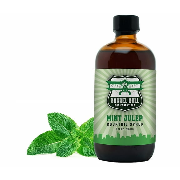 Barrel Roll Bar Essentials Cocktail Mixers - Mint Julep Cocktail Mix - All-Natural Mint Julep Drink Mix - USA Handcrafted Cocktail Syrups - Small Batch Cocktail Bitters with Real Cane Sugar - 8 Ounce