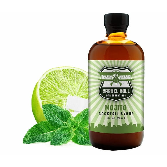 Barrel Roll Bar Essentials Cocktail Mixers - Mojito Cocktail Kit - All-Natural Mojito Drink Mix - USA Handcrafted Cocktail Syrups - Small Batch Cocktail Bitters with Cane Sugar - 8 Ounce