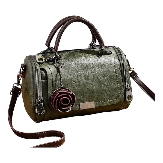 Barrel Satchel Handbag for Women Faux Leather Crossbody Shoulder Bag Top Handle Work Travel Purse