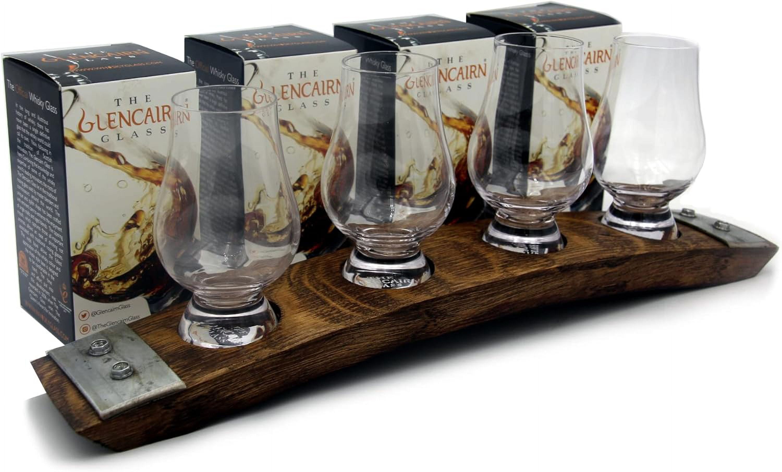 Barrel-Art Barrel Stave - Bandeja Para Servir Whisky De 4 Vasos, Sin