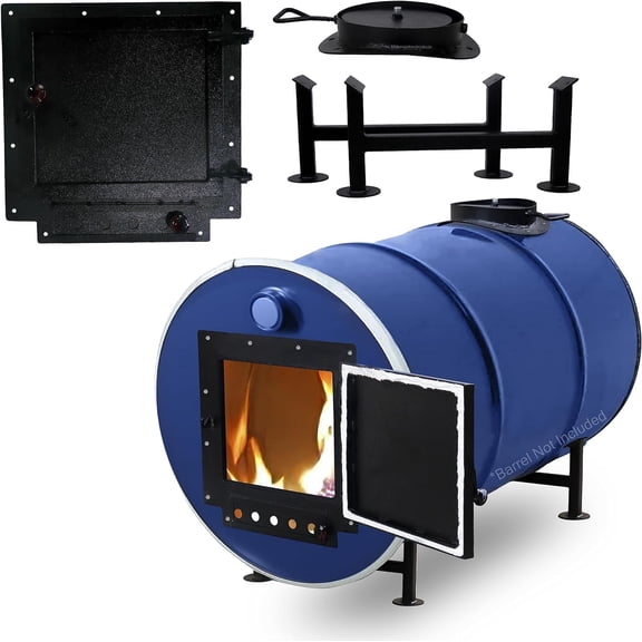 Barrel Stove Kit – Perfect for Wood Stove Kit for 55 Gallon Drum - Barrel Stove Door - Fire Wood Camp Stove Kit for Emergency Heating & Cooking
