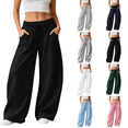 thumbnail image 1 of Barrel Sweatpants Women Elastic Waist Drawstring Pocket Wide Leg Sweatpants Baggy Petite Lightweight Pull On Lounge Pants, 1 of 5