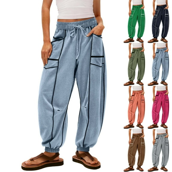Barrel Sweatpants Women High Waisted Cinch Bottom Jogger Pants Drawstring High Waist Athletic Baggy Lounge Pant Light Brown XL
