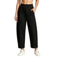 thumbnail image 1 of Barrel Sweatpants Women, Lightweight Fall Baggy Sweatpants High Waisted Wide Leg Cropped Workout Pants with Pockets S, 1 of 5