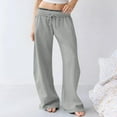 thumbnail image 1 of Barrel Sweatpants for Women Baggy Wide Leg Oversized Low Rise Interior Drawstring Lounge Pant with Pockets New Women's Stretchy Wide Leg Pants Gray M, 1 of 7