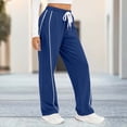 thumbnail image 1 of Barrel Sweatpants for Women Side Striped Baggy Pants High Waist Pajama Sweats Joggers with Pockets Blue M, 1 of 6