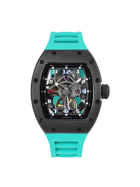 Barrel Tonneau Shape Skeleton Automatic Mechanical Watch Stainless Steel Case 5ATM Waterproof Hollow Movement Men Wrist Watch