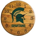 thumbnail image 1 of Michigan State Spartans 22'' Team Oak Barrel Clock, 1 of 1
