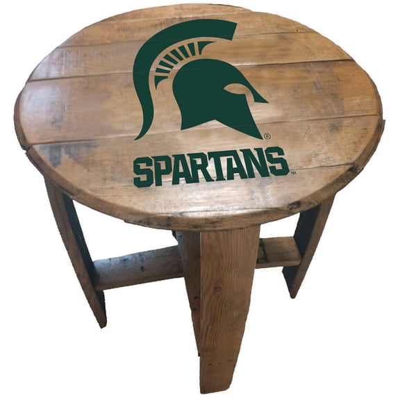 Michigan State Spartans Team Oak Barrel Table