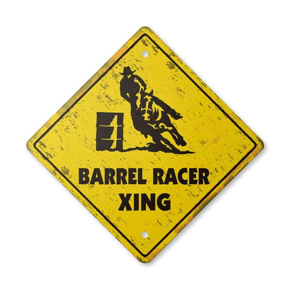 Barrel Vintage Crossing Sign Zone Xing | Indoor/Outdoor Plastic | 12" Tall rustic new rodeo cowboy hat horses roping racing calf
