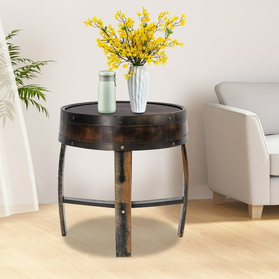 Barrel-style End Table, Round Barrel-style Side Table, Home Tea Table 50kg Load for Living Rooms, Bedrooms, offices