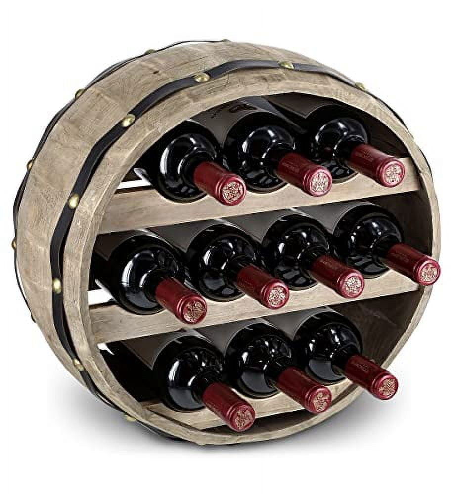 Barrell Wine Rack Natural Wood Industrial Wall Mounted Barrel Wine