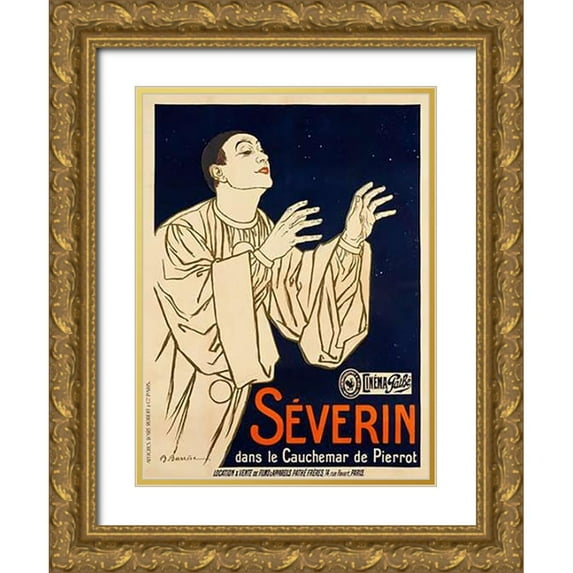 Barrere, Adrien 14x18 Gold Ornate Wood Framed with Double Matting Museum Art Print Titled - Le Cauchemar de Pierrot/Severin