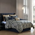 thumbnail image 1 of Barret 9 pc Queen Comforter Set  Navy Riverbrook Home Barret Navy Microfiber Comforter Set Queen, 1 of 5