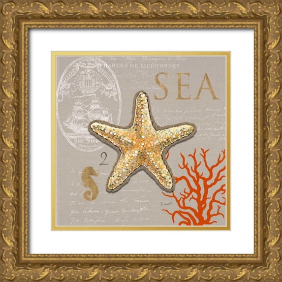 Barrett, Chad 20x20 Gold Ornate Wood Framed with Double Matting Museum Art Print Titled - Linen Seaside 2